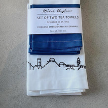 Load image into Gallery viewer, Stripe &amp; Embroidered Skyline Teatowel Set
