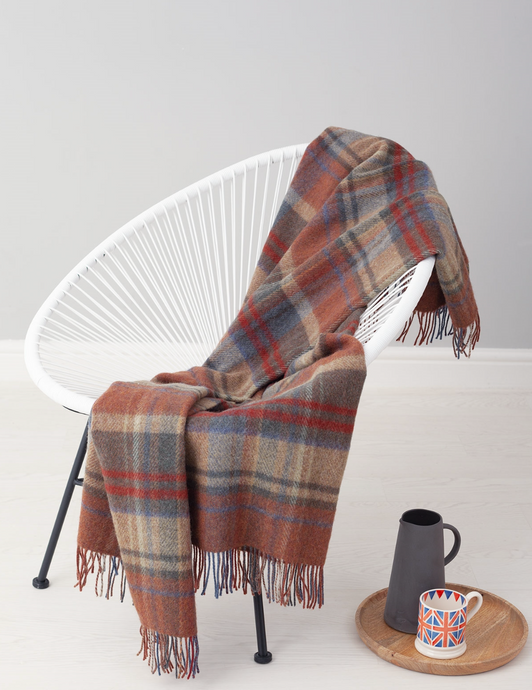 Rusty Check Blanket - The St. Ives Co. Cornwall Cornish Souvenir Holiday beach Cosy Warm Traditional Cornish Designer Quality Unique