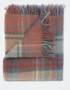 Rusty Check Blanket - The St. Ives Co. Cornwall Cornish Souvenir Holiday beach Cosy Warm Traditional Cornish Designer Quality Unique