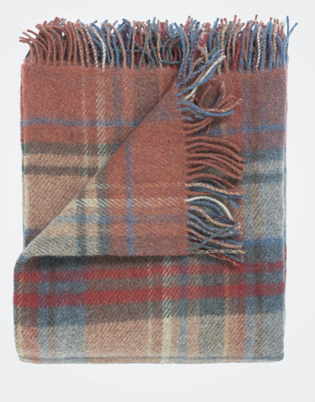 Rusty Check Blanket - The St. Ives Co. Cornwall Cornish Souvenir Holiday beach Cosy Warm Traditional Cornish Designer Quality Unique