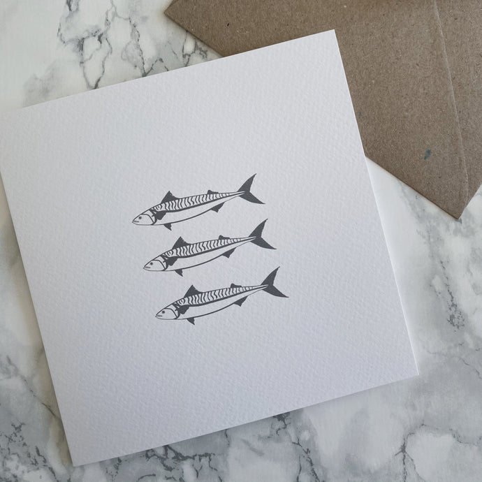 Three Mackerel Greeting Card - The St. Ives Co. Cornwall Cornish Souvenir Holiday beach Souvenir Holiday Beach Gift Personal Thank You Birthday Congratulations Memories Postcard 