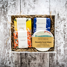 Load image into Gallery viewer, Three Handmade Cornish Soaps Eco Face Wipes Hamper St Ives Gift Present Seaside Idea Best For Him For Her
